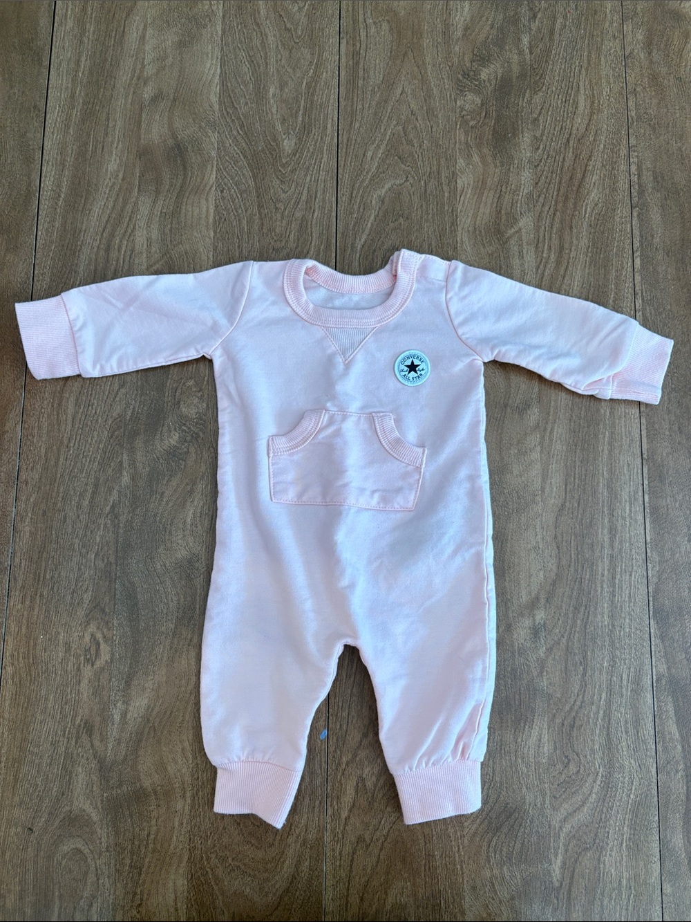 Converse Light Pink Infant One-Piece Footie with Front Pocket